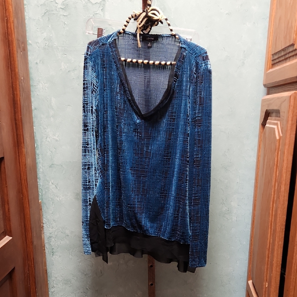Apt. 9 Blue and Black Sheer Blouse